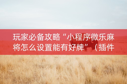 玩家必备攻略“小程序微乐麻将怎么设置能有好牌”（插件开挂免费AI)