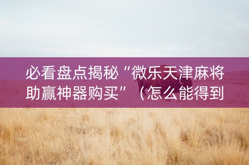 必看盘点揭秘“微乐天津麻将助赢神器购买”（怎么能得到好牌)