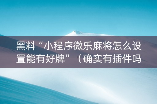 黑料“小程序微乐麻将怎么设置能有好牌”（确实有插件吗)