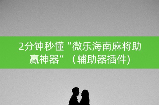 2分钟秒懂“微乐海南麻将助赢神器”（辅助器插件)