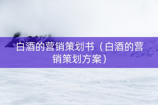 白酒的营销策划书（白酒的营销策划方案）