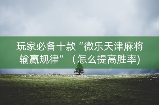 玩家必备十款“微乐天津麻将输赢规律”（怎么提高胜率)