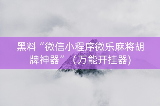 黑料“微信小程序微乐麻将胡牌神器”（万能开挂器)