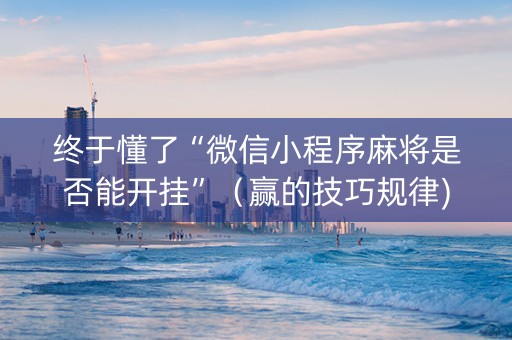 终于懂了“微信小程序麻将是否能开挂”（赢的技巧规律)