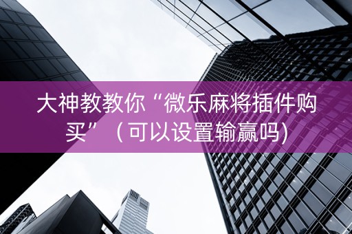 大神教教你“微乐麻将插件购买”（可以设置输赢吗)