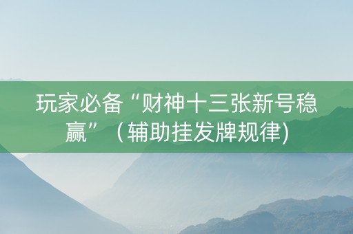玩家必备“财神十三张新号稳赢”（辅助挂发牌规律)