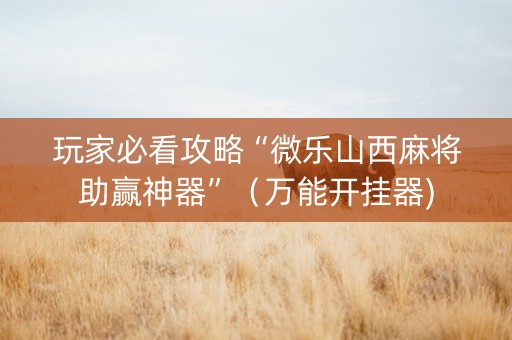 玩家必看攻略“微乐山西麻将助赢神器”（万能开挂器)