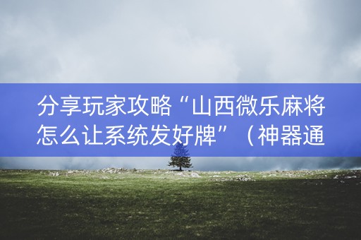 分享玩家攻略“山西微乐麻将怎么让系统发好牌”（神器通用版)