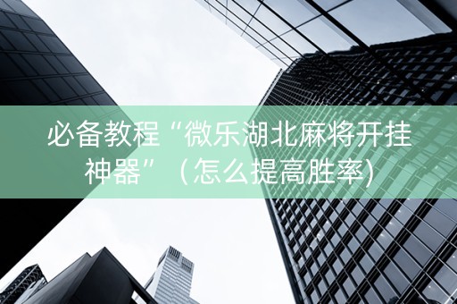 必备教程“微乐湖北麻将开挂神器”（怎么提高胜率)