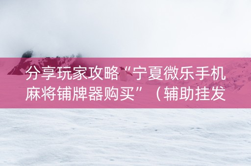 分享玩家攻略“宁夏微乐手机麻将铺牌器购买”（辅助挂发牌规律)