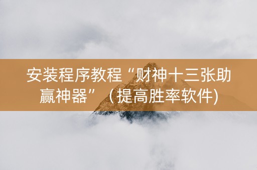 安装程序教程“财神十三张助赢神器”（提高胜率软件)