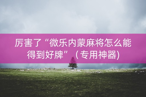 厉害了“微乐内蒙麻将怎么能得到好牌”（专用神器)