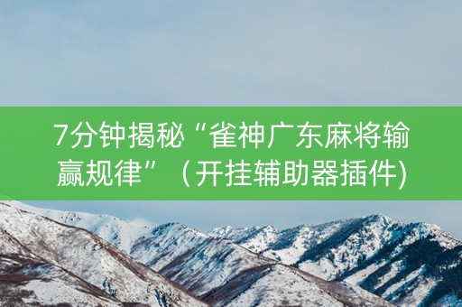 7分钟揭秘“雀神广东麻将输赢规律”（开挂辅助器插件)