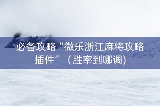 必备攻略“微乐浙江麻将攻略插件”（胜率到哪调)