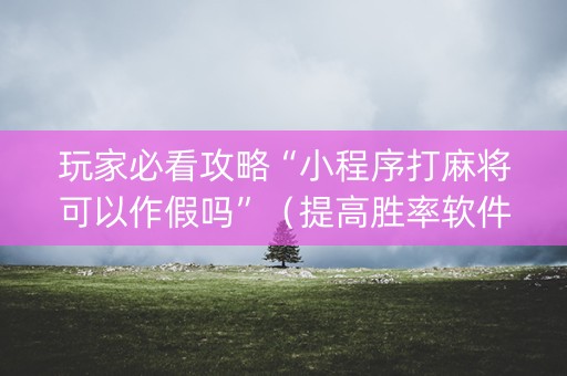 玩家必看攻略“小程序打麻将可以作假吗”（提高胜率软件)