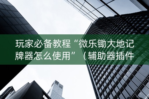 玩家必备教程“微乐锄大地记牌器怎么使用”（辅助器插件)