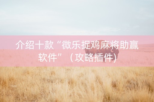 介绍十款“微乐捉鸡麻将助赢软件”（攻略插件)