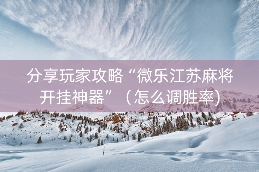 分享玩家攻略“微乐江苏麻将开挂神器”（怎么调胜率)