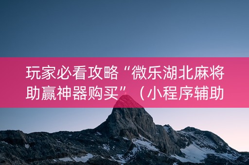 玩家必看攻略“微乐湖北麻将助赢神器购买”（小程序辅助软件)