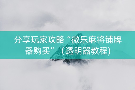 分享玩家攻略“微乐麻将铺牌器购买”（透明器教程)
