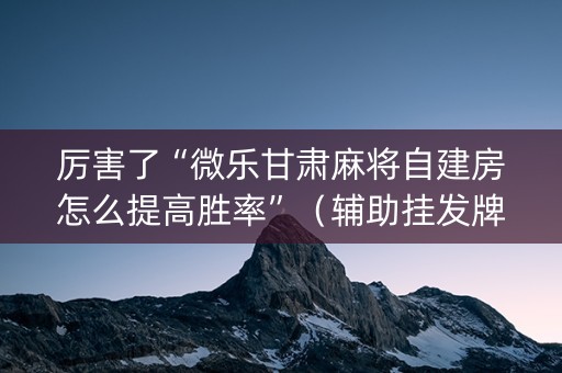 厉害了“微乐甘肃麻将自建房怎么提高胜率”（辅助挂发牌规律)