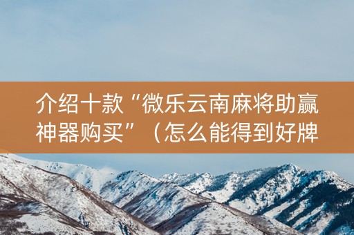 介绍十款“微乐云南麻将助赢神器购买”（怎么能得到好牌)