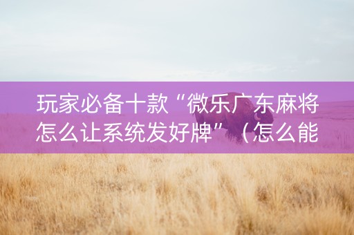 玩家必备十款“微乐广东麻将怎么让系统发好牌”（怎么能得到好牌)