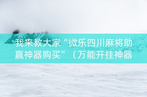 我来教大家“微乐四川麻将助赢神器购买”（万能开挂神器)