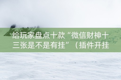 给玩家盘点十款“微信财神十三张是不是有挂”（插件开挂免费AI)