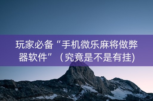 玩家必备“手机微乐麻将做弊器软件”（究竟是不是有挂)