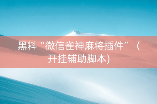 黑料“微信雀神麻将插件”（开挂辅助脚本)