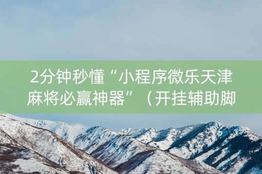2分钟秒懂“小程序微乐天津麻将必赢神器”（开挂辅助脚本)