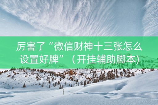 厉害了“微信财神十三张怎么设置好牌”（开挂辅助脚本)