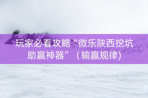 玩家必看攻略“微乐陕西挖坑助赢神器”（输赢规律)
