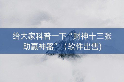 给大家科普一下“财神十三张助赢神器”（软件出售)