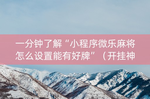 一分钟了解“小程序微乐麻将怎么设置能有好牌”（开挂神器下载)