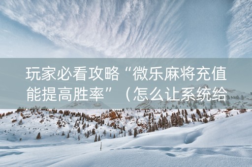 玩家必看攻略“微乐麻将充值能提高胜率”（怎么让系统给你发好牌)