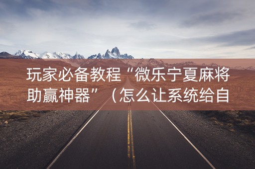 玩家必备教程“微乐宁夏麻将助赢神器”（怎么让系统给自己好牌)