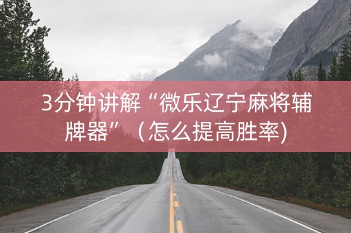 3分钟讲解“微乐辽宁麻将辅牌器”（怎么提高胜率)