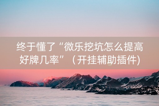 终于懂了“微乐挖坑怎么提高好牌几率”（开挂辅助插件)