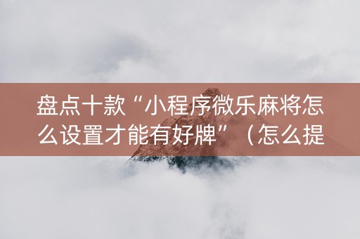 盘点十款“小程序微乐麻将怎么设置才能有好牌”（怎么提高胜率)