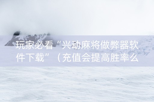 玩家必看“兴动麻将做弊器软件下载”（充值会提高胜率么)