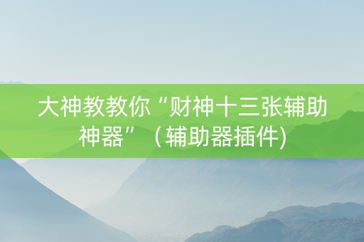 大神教教你“财神十三张辅助神器”（辅助器插件)