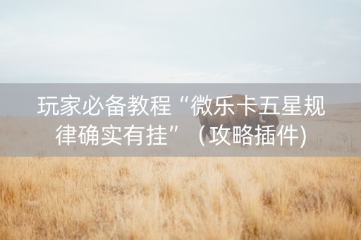 玩家必备教程“微乐卡五星规律确实有挂”（攻略插件)