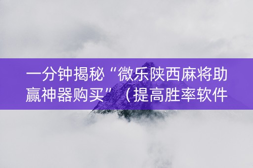 一分钟揭秘“微乐陕西麻将助赢神器购买”（提高胜率软件)