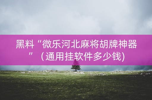 黑料“微乐河北麻将胡牌神器”（通用挂软件多少钱)