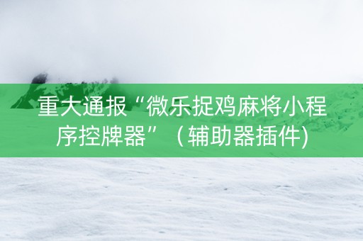 重大通报“微乐捉鸡麻将小程序控牌器”（辅助器插件)