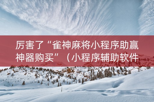 厉害了“雀神麻将小程序助赢神器购买”（小程序辅助软件)