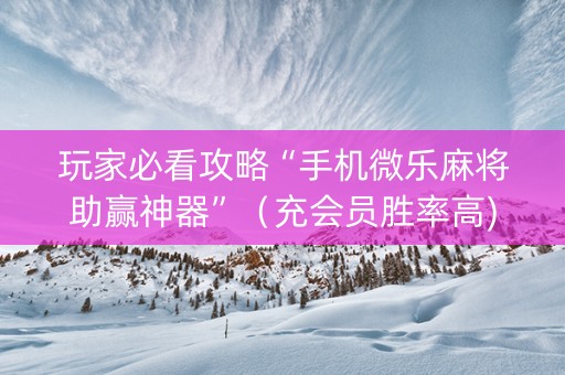 玩家必看攻略“手机微乐麻将助赢神器”（充会员胜率高)
