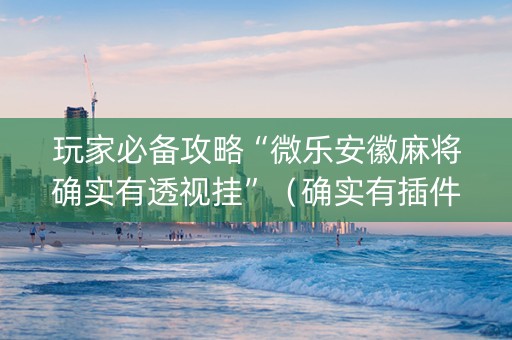 玩家必备攻略“微乐安徽麻将确实有透视挂”（确实有插件吗)